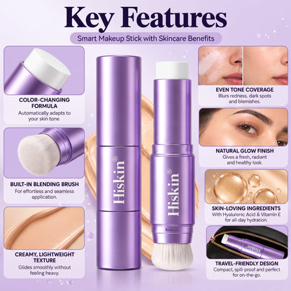 🔥 NUR NOCH 2 STUNDEN · 80 % RABATT! Hiskin® 2-in-1 Foundation-Stick mit Farbwechsel | Kaschiert Pigmentflecken, lässt feine Linien optisch weicher wirken und spendet Feuchtigkeit – mit integriertem Pinsel für einen frischen Glow!