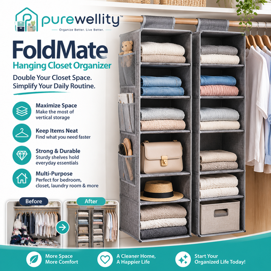 Purewellity™ FoldMate Hanging Closet Organizer