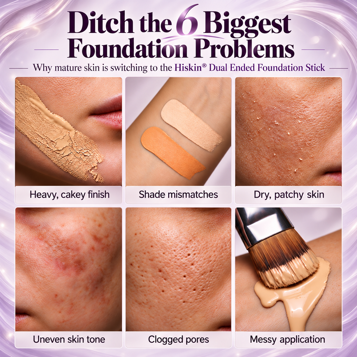 🔥 NUR NOCH 2 STUNDEN · 80 % RABATT! Hiskin® 2-in-1 Foundation-Stick mit Farbwechsel | Kaschiert Pigmentflecken, lässt feine Linien optisch weicher wirken und spendet Feuchtigkeit – mit integriertem Pinsel für einen frischen Glow!